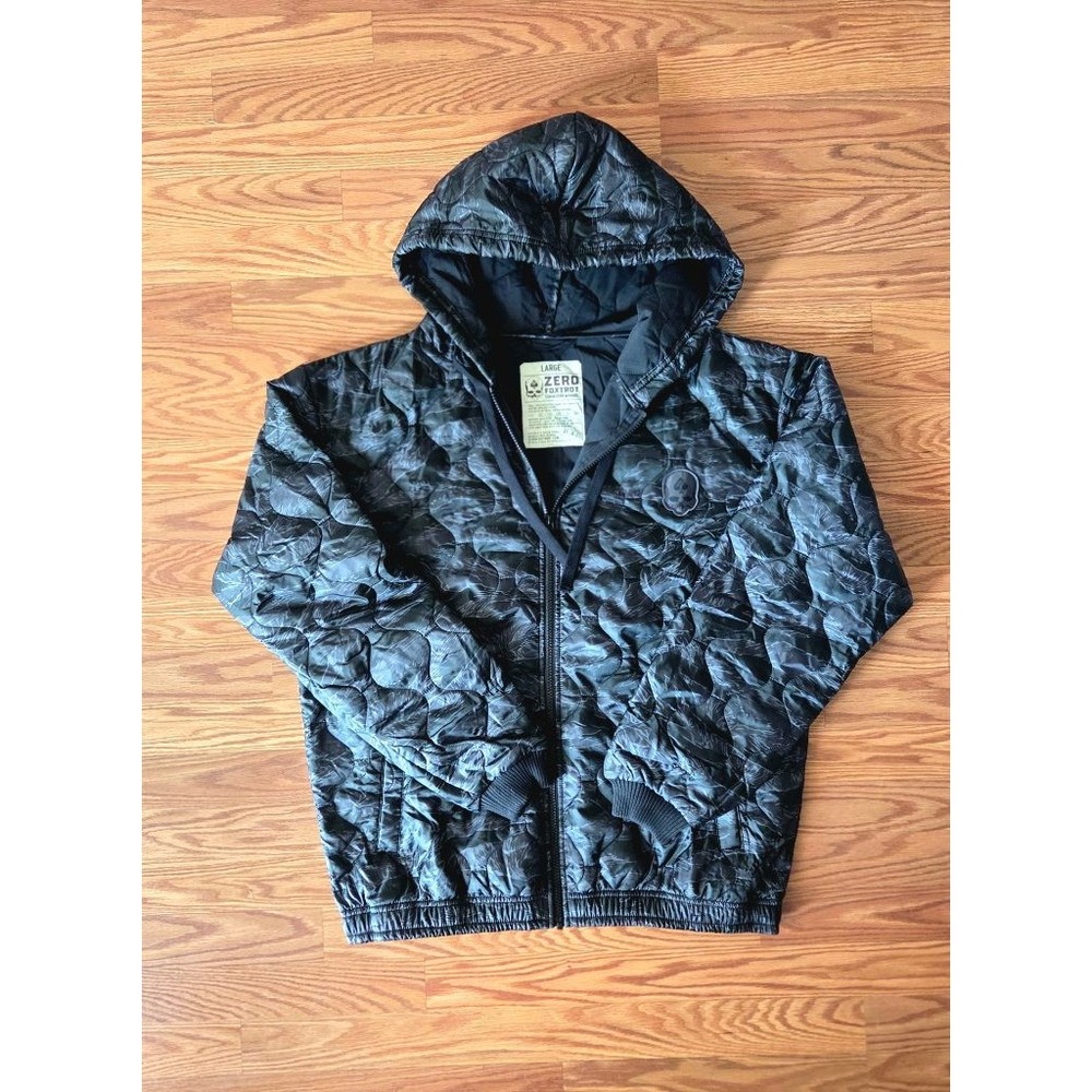 Zero Foxtrot Woobie Zip Hoodie L Black Tiger Stripe Camo Quilted Jacket Tactical